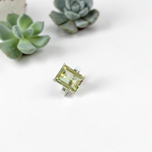 Bague en argent facettée avec améthyste verte, qualité supérieure, argent 925 estampillé, pierres précieuses taillées, prix de gros - Product Image 3