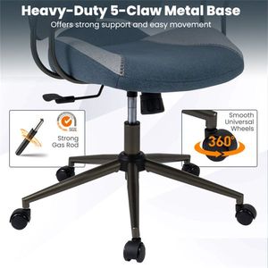 Sedia da Ufficio Ergonomica Grigio-Blu con Poggiatesta Regolabile 2D, Schienale Alto, Capacità 150 kg, Realizzata in Materiale Resistente - Product Image 5