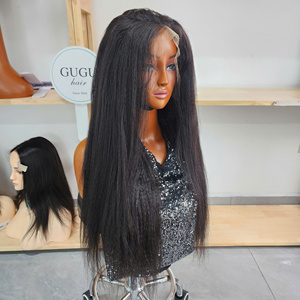 Venta al por mayor de cabello virgen vietnamita largo y liso, 100% humano, tejido sin procesar, estilo Yaki ligero, peluca lisa con densidad 250. - Product Image 2