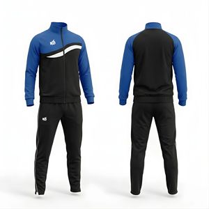 Premium Quality Casual Men's 2-Piece Sportswear Set Full-Zip Sweatshirt Tapered Pants Solid Breathable Gym Training - Product Image 1