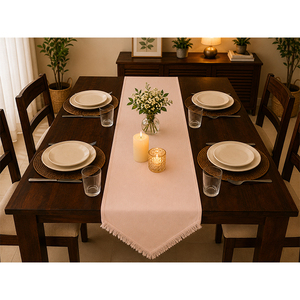 Premium 100% Cotton <b>Table</b> <b>Runner</b> | Decorative Fringed Dining <b>Table</b> <b>Runner</b> for Home, Hotel & Wedding - Product Image 4