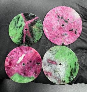 A K <b>Gems</b> pink and Green Ruby Zoisite Watch Dial 28.5 mm One Sided Polished <b>Face</b> 0.7mm Thick Center Hole 2 mm Model Dial-10 - Product Image 2