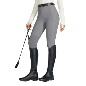 กางเกงจ็อดป์ป์และบรีชส์สีเทาคลาสสิกสำหรับสุภาพสตรี ผ้าคุณภาพสูงพร้อมแผ่นรองเข่าเสริมความแข็งแรงสำหรับการฝึกขี่ม้าระดับมืออาชีพ - Product Image 1