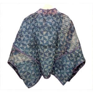 Veste courte matelassée Kantha indienne à imprimé floral, manches classiques, 100 % coton écologique, pour l'hiver - Product Image 3