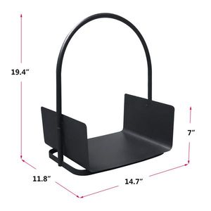 Moderno Porta Legna Portatile in Ferro Nero per Uso Domestico con Combustibile a Legna - Product Image 5