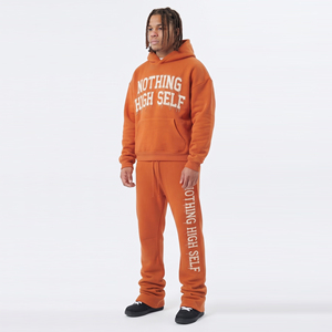 Conjunto Deportivo de Felpa de 400 Gsm con Bordado Desgastado, Sudadera con Capucha y Pantalones Deportivos de Algodón para Hombre, Traje Deportivo de Invierno - Product Image 3