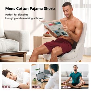 Men’s Cotton <b>Lounge</b> <b>Shorts</b> 4 Inch Inseam Lightweight Pajama Sleep <b>Shorts</b> with Pockets OEM Wholesale - Product Image 3