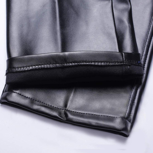 Pantalon en cuir pour homme, coupe slim, en similicuir PU durable, style streetwear décontracté, avec taille confortable et design moderne - Product Image 6