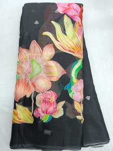 Pure Chinon Position Print Work Fabric 55 GSM 58 Inch Width Bada Panna Flower Embroidery Material for Luxury Designer Boutique - Product Image 2