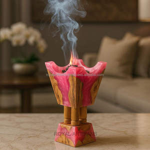 Elegant Wooden Epoxy Bakhoor Burner Perfume Flame Aromatherapy <b>Diffuser</b> Ramadan Gift Decor - Product Image 2