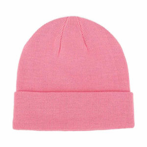 Unisex Solid Pink <b>Beanie</b> <b>Hat</b> 100% Acrylic Knitted Winter Cap Casual Style for Adults 56-58CM Head Circumference - Product Image 1