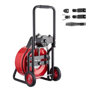 Macchina Portatile per la Pulizia degli Scarichi a 4 Lame, 3/4 Pollici, 100 Piedi, con Alimentazione Automatica e Ruote a Spirale per Fognature - Product Image 1