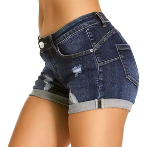 Shorts de mezclilla rectos de cintura media para mujer, formales, ajustados, lavados, ecológicos, de secado rápido, impermeables, con bolsillos cargo, estilo veraniego. - Product Image 4