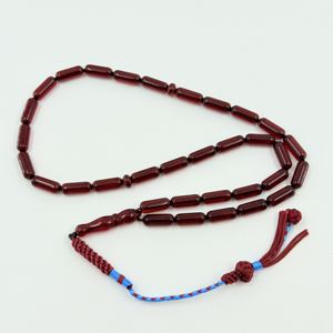 Tasbih islamique artisanal en résine, peint à la main, écologique, avec perles rouges et fil bleu, chapelet de prière religieux, 33 perles, Subha - Product Image 3