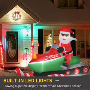 Decorazioni Natalizie Gonfiabili da Esterno con Luci LED da 2,1 m, Babbo Natale su Motoslitta, Decorazione Unica per Giardino - Product Image 4
