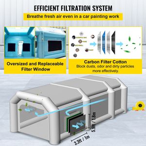 Cabina di Verniciatura Gonfiabile Portatile 28x15x10ft con Illuminazione LED per Verniciatura Auto, Versione Migliorata con 2 Ventilatori e Sistema di Filtraggio dell'Aria - Product Image 5