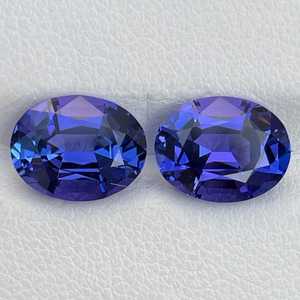 Par de Tanzanitas Naturales Certificadas, Corte Ovalado, Piedras Sueltas para Pendientes, Tanzanita Azul Púrpura de Alta Calidad - Product Image 1