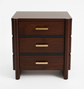 Mesita de Noche Moderna Ecológica de Madera Maciza de Mango con 3 Cajones, Plegable e Inflable, Muebles para Dormitorio - Product Image 1