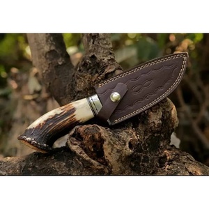 Couteau de camping et de dépecage artisanal en acier Damas de qualité industrielle, 9 pouces, lame droite à pointe clip, par Ahmad Fabric - Product Image 4
