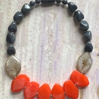 Kalung Resin Lukis Tangan Tahan Air Buatan India untuk Wanita, Aksesoris Fashion Trendi Bertema Makanan & Cinta, Pasokan Grosir