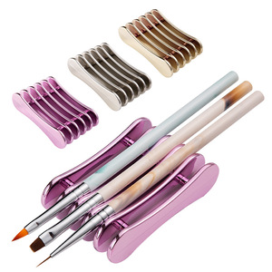 Five Compartment Nail Brush Holder <b>Multi</b> <b>Color</b> Metal Manicure Tool Organizer for Nail Salon Supplies - Product Image 1