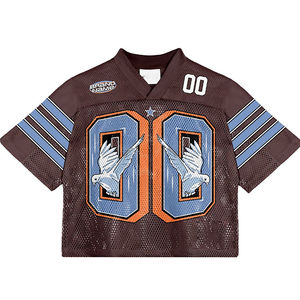 Trendy Streetwear Retro <b>Crop</b> Breathable Short Sleeve American Football Shirt Custom Sublimated Printing Mesh Jersey Custom - Product Image 4