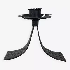 Portavelas de patas curvadas, patas de metal flexibles, base ancha, portavelas trípode, portavelas con parte superior floral, plato redondo con forma de pétalo - Product Image 4