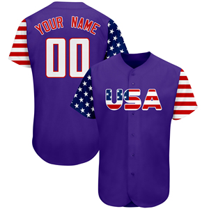 Maillot de baseball personnalisé USA à manches courtes unisexe pour adulte, coupe classique, impression sublimée, tissu polyester respirant et anti-humidité - Product Image 5