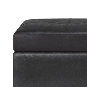 Panchina ottomana nera con vassoio elegante e pouf - Product Image 2