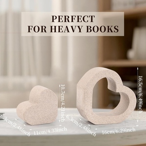 Heart Shape Ceramic Bookends 2Pcs Minimalist Design For Valentine'S Day Decor - Product Image 4