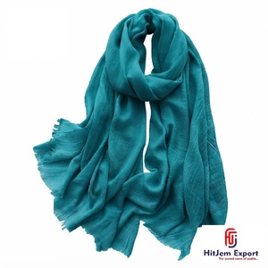 Solid Dyed <b>Scarf</b> Woven Fabric Supplier Cotton Viscose Polyester Blend for Fashion Brands Wholesale Private Label - Product Image 1