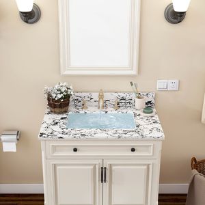 Top per Mobile Bagno in Marmo Artificiale 31x22 Pollici con Lavabo in Ceramica Sottopiano e Paraschizzi a 3 Rubinetti per i Tuoi Mobili Bagno - Product Image 3