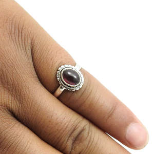 Traditional Ethnic 925 Sterling <b>Silver</b> <b>Ring</b> In Boho Style Oval Shaped <b>Garnet</b> Gemstone <b>Rings</b> Unisex Design Wholesale Price <b>Ring</b> - Product Image 4