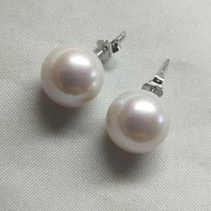 Pendientes de Perlas de Agua Dulce Blancas Grandes de 11-12 mm con Plata S925, Buen Brillo, Ligeramente Imperfectos, Decoración Fina para las Orejas - Product Image 2