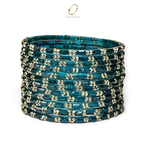 Bracelets en verre bleu goutte de pluie du Cachemire, fabriqués à la main, plaqués or, avec décorations en cristal, pour la mode féminine, vente en gros directe d'usine - Product Image 5