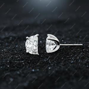 Half-Moon Cut Lab Diamond <b>Stud</b> Earrings - Product Image 4