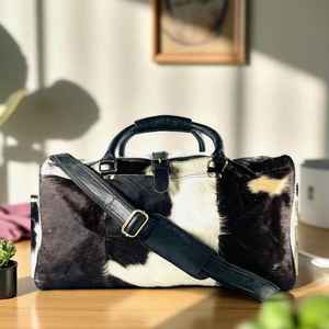 Bolsa de Viaje de Cuero Genuino de Primera Calidad, con Cierre de Cremallera, Ligera, Gran Capacidad, Exportador LHODB-0108 - Product Image 1