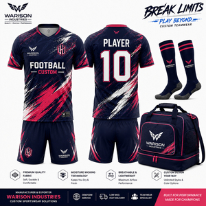 Custom Football Uniform Set Men's Jersey Shorts Socks Bag Sublimation Print Breathable Polyester Teamwear Set - Product Image 5