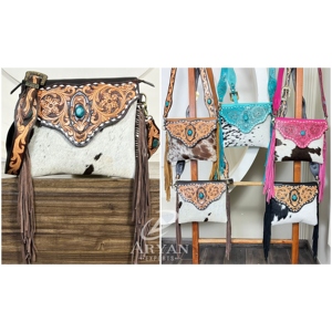 Bolso de Hombro de Cuero Vacuno Hecho a Mano de Primera Calidad, Estilo Occidental, con Flecos, para Mujer, 2026 - Product Image 1