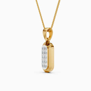 Collier de fiançailles unisexe classique en or plaqué or 18 carats avec pierre centrale naturelle taille poire style vintage pavé - Product Image 3