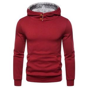 Sweat-shirt à capuche pour homme, couleur unie, en coton molletonné, coupe classique, décontracté, pour l'hiver, rouge BRG, sweats à capuche et sweat-shirts pour homme - Product Image 1
