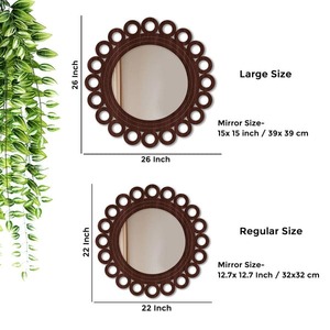 Modern design Round ring brown wooden wall <b>mirror</b> design customized size color available for living room dining space - Product Image 4