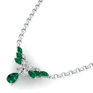 REYES Minimalist Green Emerald Gemstone in 14K Gold Moissanite <b>Pendant</b> Necklaces For Women Custom <b>Birthstone</b> Fine Jewelry - Product Image 2