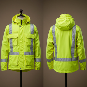 Ensemble de pluie imperméable et chaud pour l'extérieur, haute visibilité, réfléchissant, veste et pantalon de sécurité, tenue de travail industrielle durable - Product Image 5