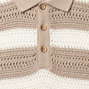 Pull en tricot de laine rayé personnalisé fabriqué sur mesure, polo en coton à manches courtes pour homme - Product Image 2