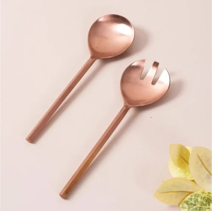 Juego de 2 utensilios para servir ensalada de acero inoxidable con mango de nácar vintage, cuchara y tenedor para servir, para el hogar y hoteles. - Product Image 5