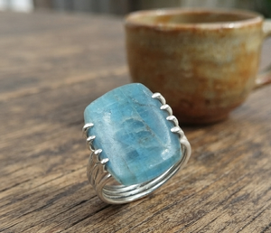 Natural Blue Apatite <b>Adjustable</b> Sterling <b>Silver</b> Claw Setting Statement <b>Ring</b> Handmade Gemstone Rose Gold Yellow Gold Plated - Product Image 1