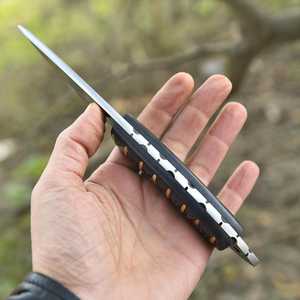 Cuchillo de Caza Forjado a Mano de Acero con Alto Contenido de Carbono, Hoja de Espiga Completa, Mango Ergonómico de G10 y Micarta, para Supervivencia al Aire Libre y Uso Táctico, con Funda de Cuero - Product Image 6