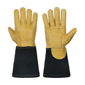 Gants de sapeur-pompier et de barbecue robustes en cuir de vachette pleine fleur et croûte de cuir, résistants à l'abrasion, ignifuges et soudés par TIG - Product Image 1