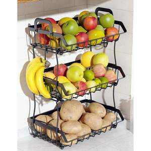 Grand panier à fruits en fer avec structure stable, conçu pour contenir plusieurs fruits tout en améliorant l'esthétique de la cuisine - Product Image 4